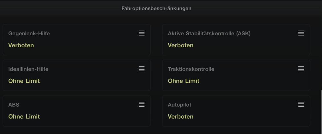 7-Fahreroptionen